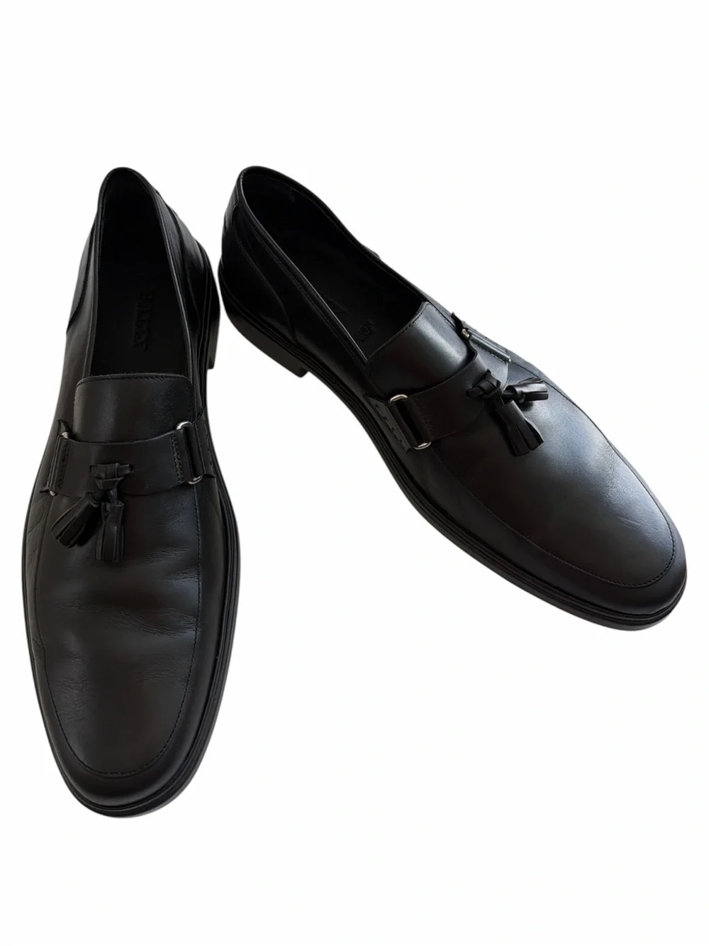 Bally Men's Salvan Black Leather Tassel Slip-On Loafers Size 11
